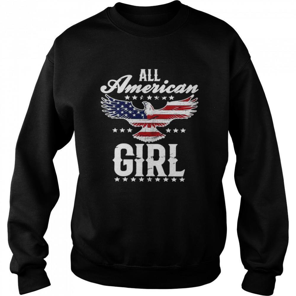 All American Girl 4Th Of July Patriotic Eagle Flag Sweatshirt